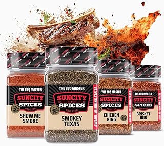 SunCity Best BBQ Rub Set 4x250g - Pitmaster’s Choice - Preisgekrönte BBQ Rubs für Ribs, Pulled Pork, Brisket & Chicken - BBQ Rub Master Collection - Grill Geschenke für Männer
