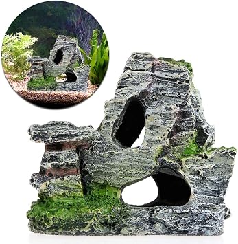 Aquarium Ornament Rock Mountain Stone Cave Fish for Decorations Small Terrain Landscape Accessories for Hab Resin