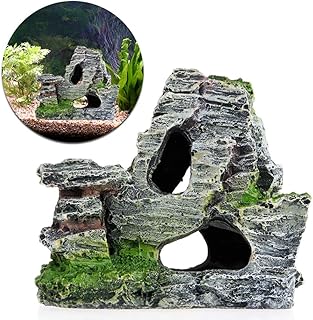 Ankexin Aquarium Ornament Rock Mountain Stone Cave Fish for Tank Decorations Small Terrain Landscape Accessories for Hab