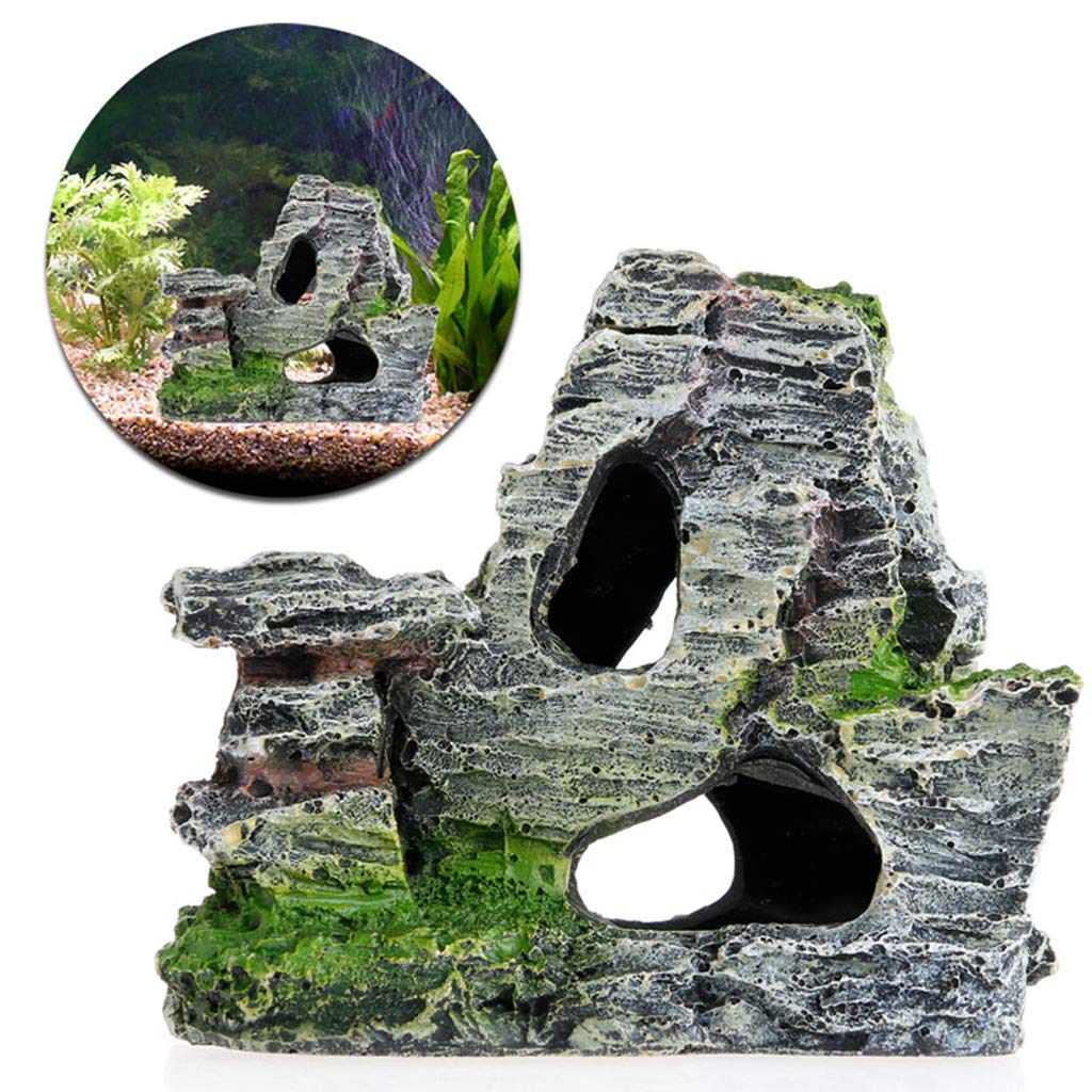 NEWFT Aquarium Rock Artificial Resin Decoration Stone Cave Fish for Landscape Ornaments with Realistic