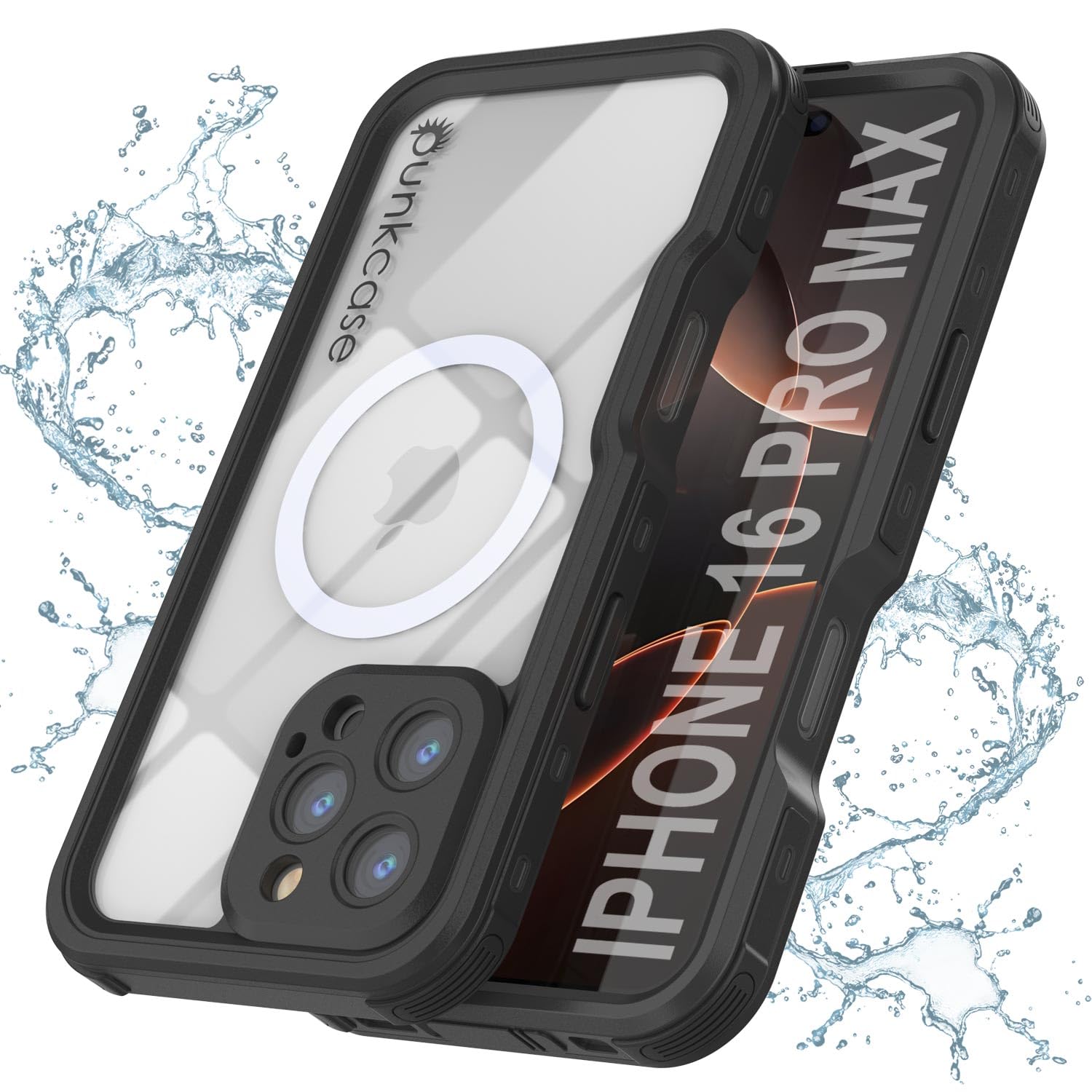 Punkcase for iPhone 16 Pro Max Waterproof Case [StudStar Series] [Slim Fit] [IP68 Certified] [Shockproof] [Dirtproof] [Snowproof] 360 Full Body Armor Cover for iPhone 16 Pro Max (6.9") (2024) [Black]