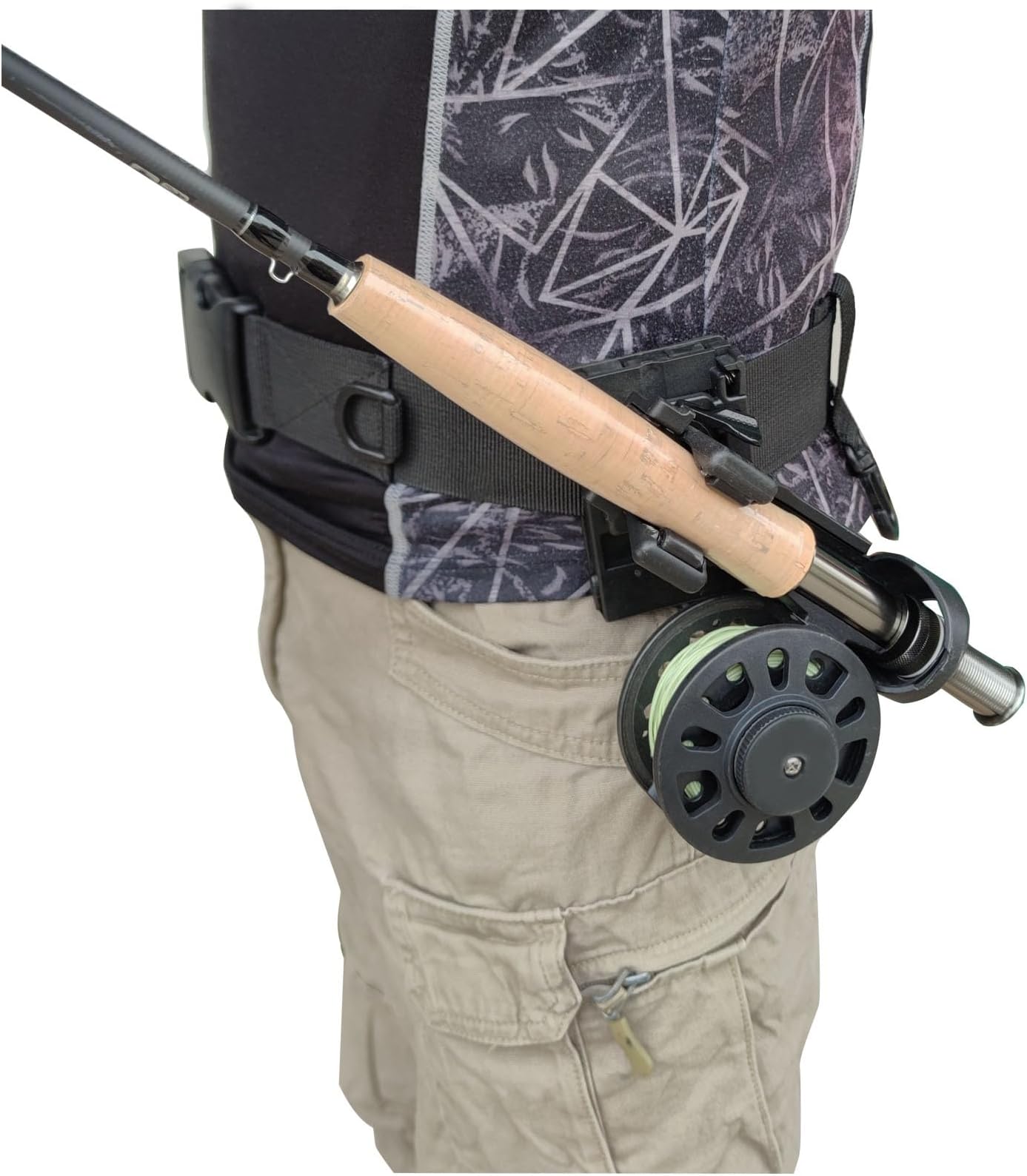 Fly Fishing Rod Holder,3rd Hand Belt Clip Rod Holder,Fly Fishing Wader Belt,Fishing Belt, for Fly Fishing and Spinning Rods