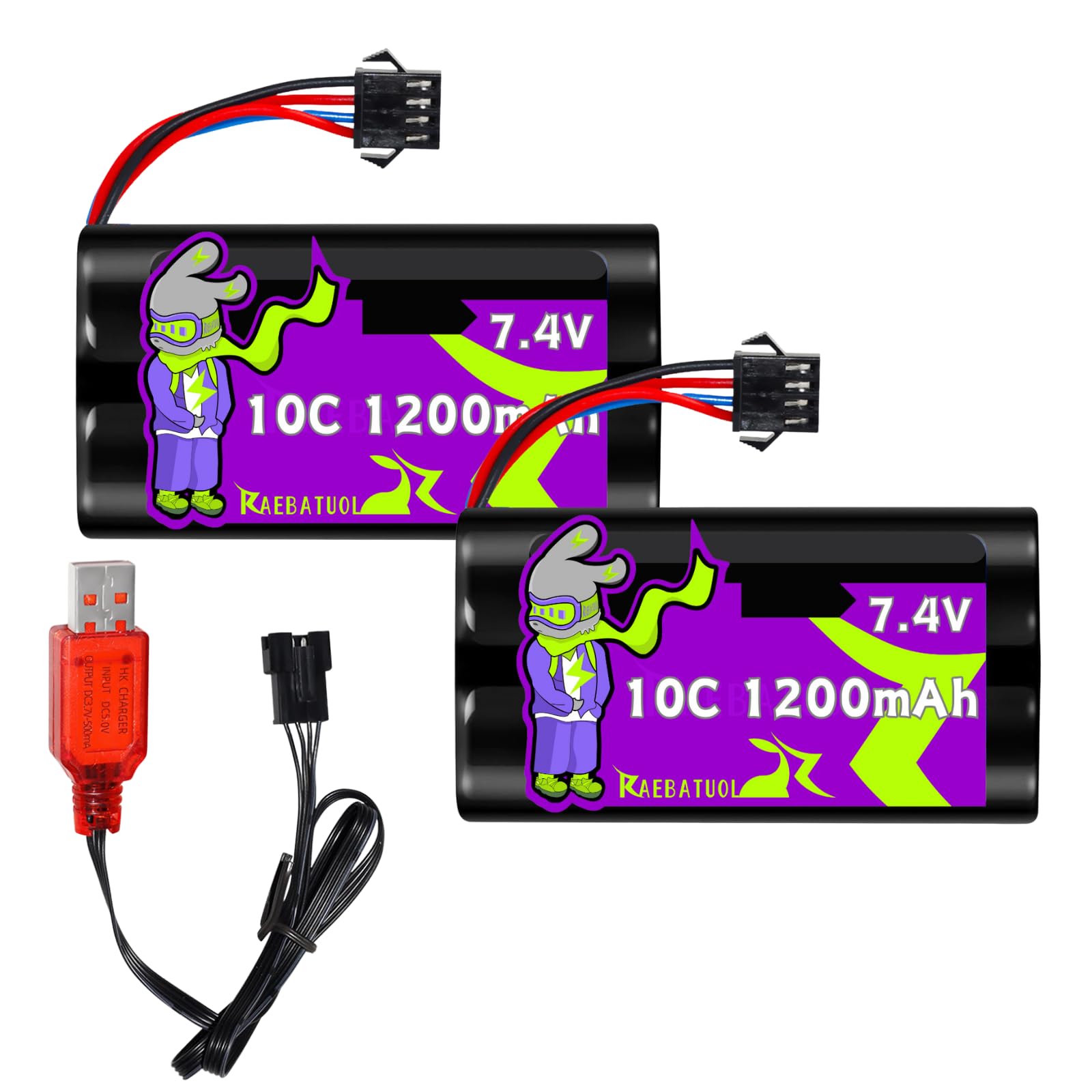 Photo 1 of 1200mAh 7.4V 10C Li-ion Battery with SM-4P Plug,2S Fit for BEZGAR 8865E/DISSONA/MN 99s Water Ball Blasters,for DE85 RC Cars/JF-71A RC Toy Truck, for Splatter Ball Gun with 7.4V Charger (cell*2)