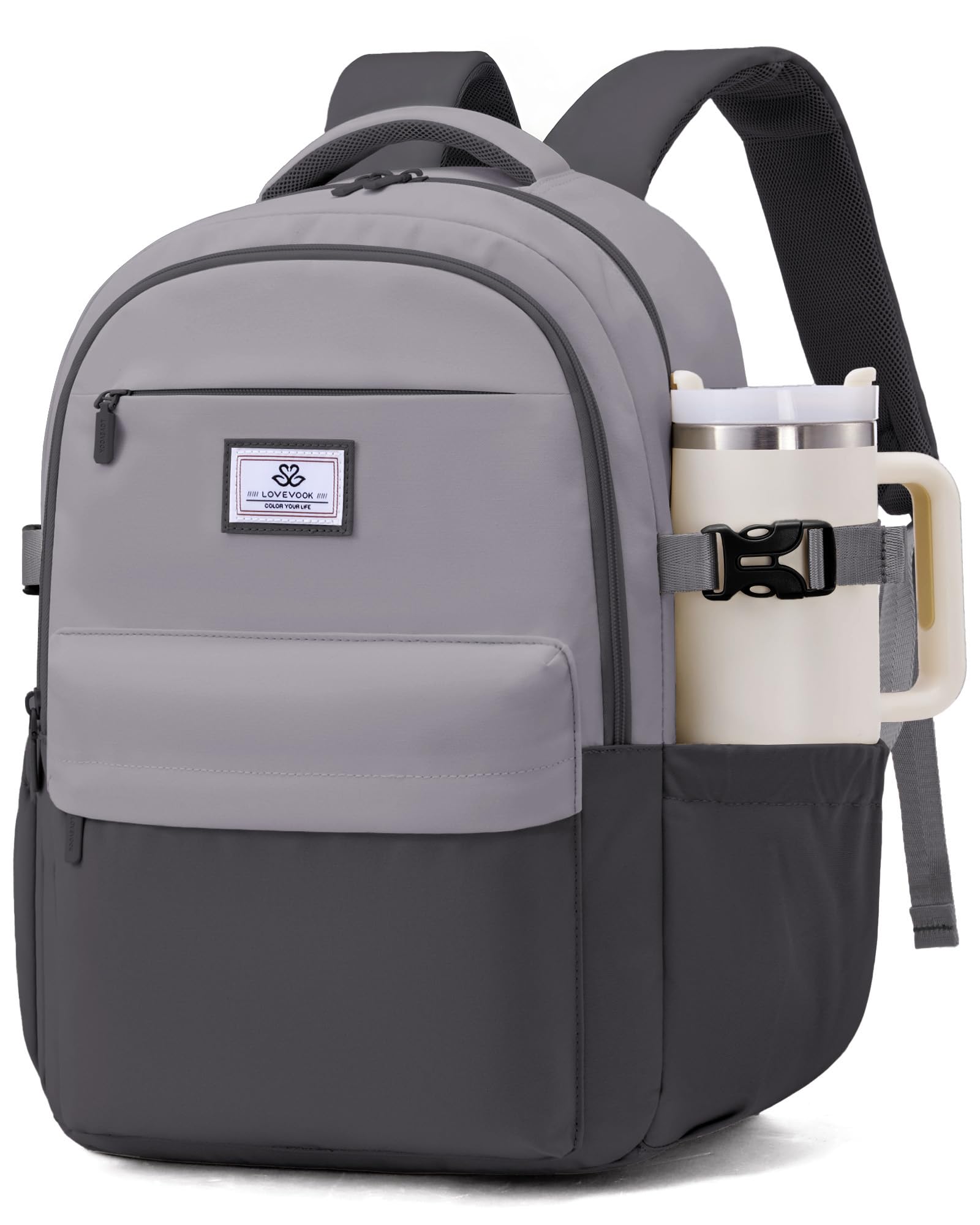 LOVEVOOK Schulrucksack Mädchen Teenager 15,6 Zoll Laptop Rucksack Damen | Wasserdicht Schulranzen Travel Backpack Women Elegant, Arbeitsrucksack School Bag mit Laptopfach für Schule Uni Büro Reise