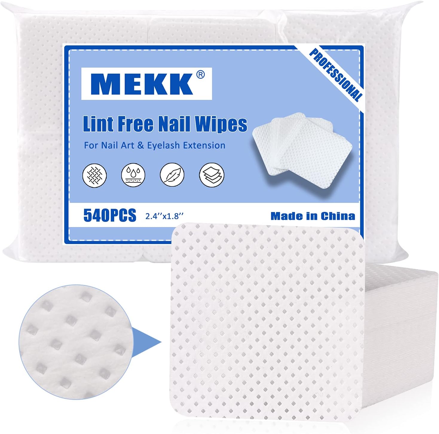MEKK Lint Free Nail Wipes 540PCS Cotton Pads Soft Nail Polish Remover