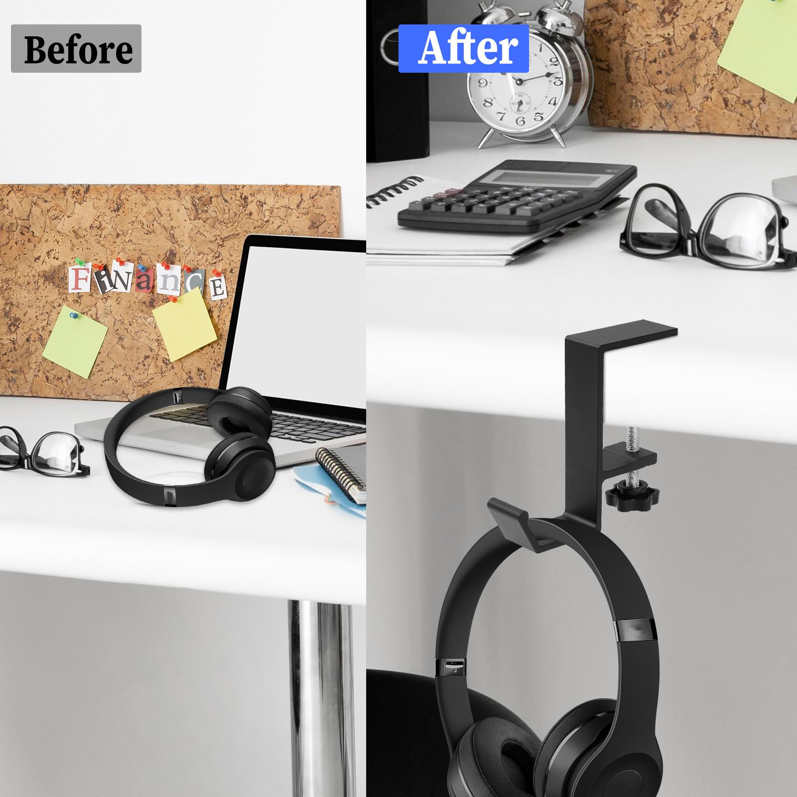 Jeffdad Support pour écouteurs, écouteurs, casque, bureau, support de casque de jeu, support pour clés, poches (crochet monocouche)