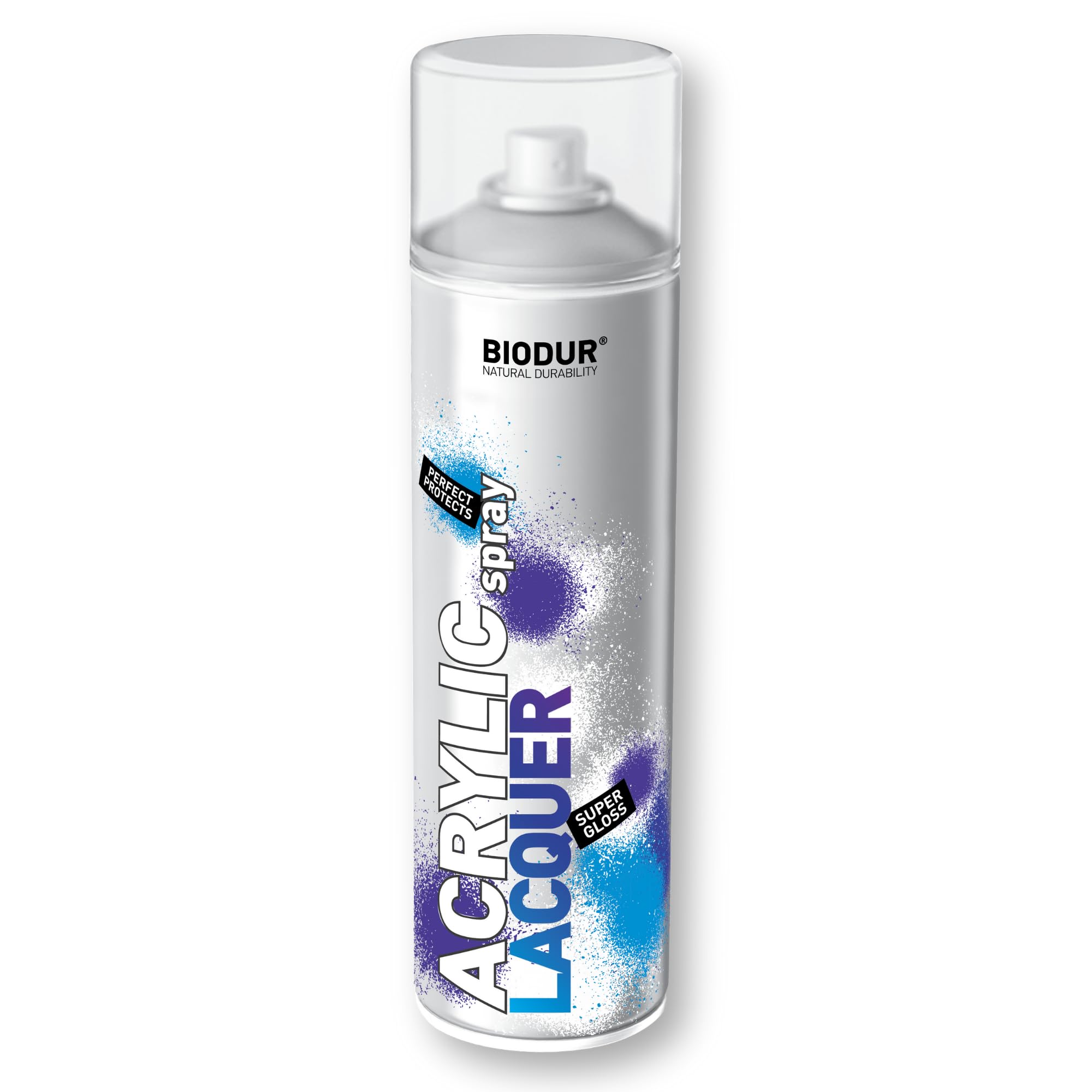 Lakier w sprayu Lakier akrylowy Uniwersalny 500 ml, błyszczący, przezroczysty, klarowny Uniwersalny lakier w sprayu, odporny na promieniowanie UV, do stosowania na zewnątrz i wewnątrz