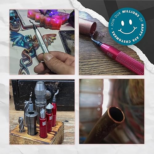 Vista 19 de AFA Tooling - Herramienta de desbarbado con 31 cuchillas giratorias de acero de alta velocidad - Funciona en metal, resina, tubos de PVC, cobre