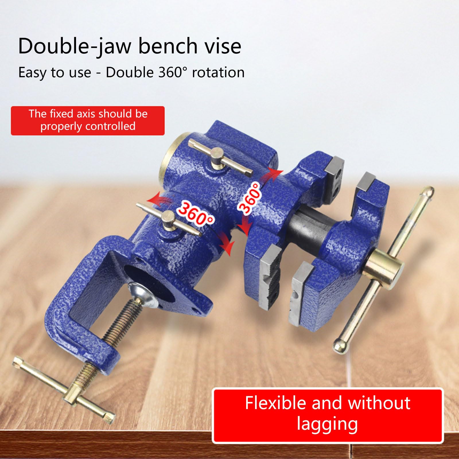 Étau polyvalent à base de verrouillage pivotant à 360 degrés, étau d ' établi avec double mâchoire renforcée et poignée ergonomique pour banc à prise antidérapante