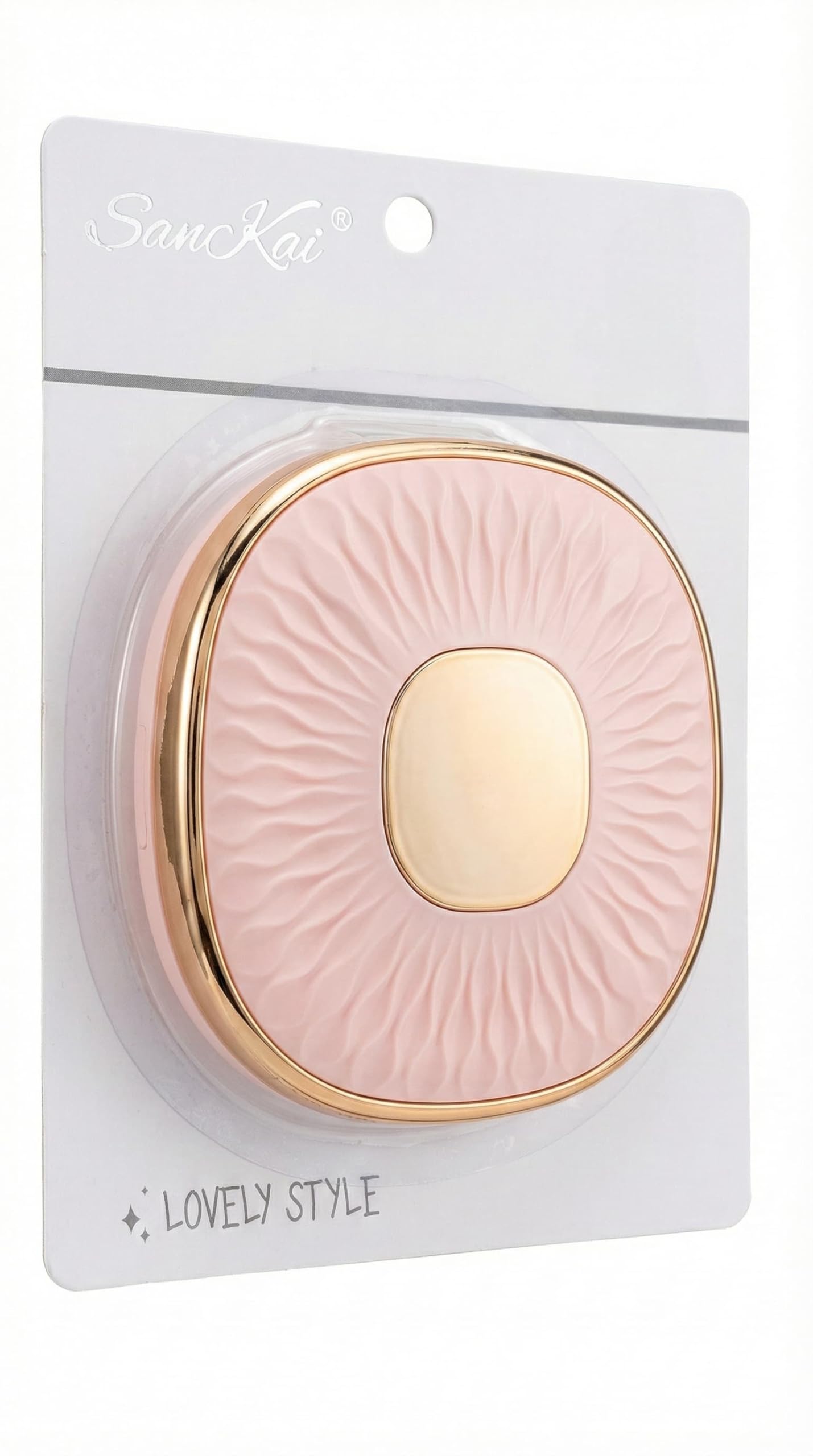 Lovely Style Compact Mirror, Rose Gold Frame, Pink Textured Design, Portable Makeup Mirror with Mirror Case-image-6