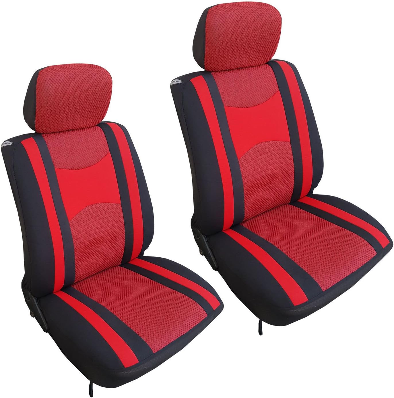 Polyester & Mesh 4 Pcs Low Back Red & Black Seat Covers for Auto Cars SUVS - Front Pair