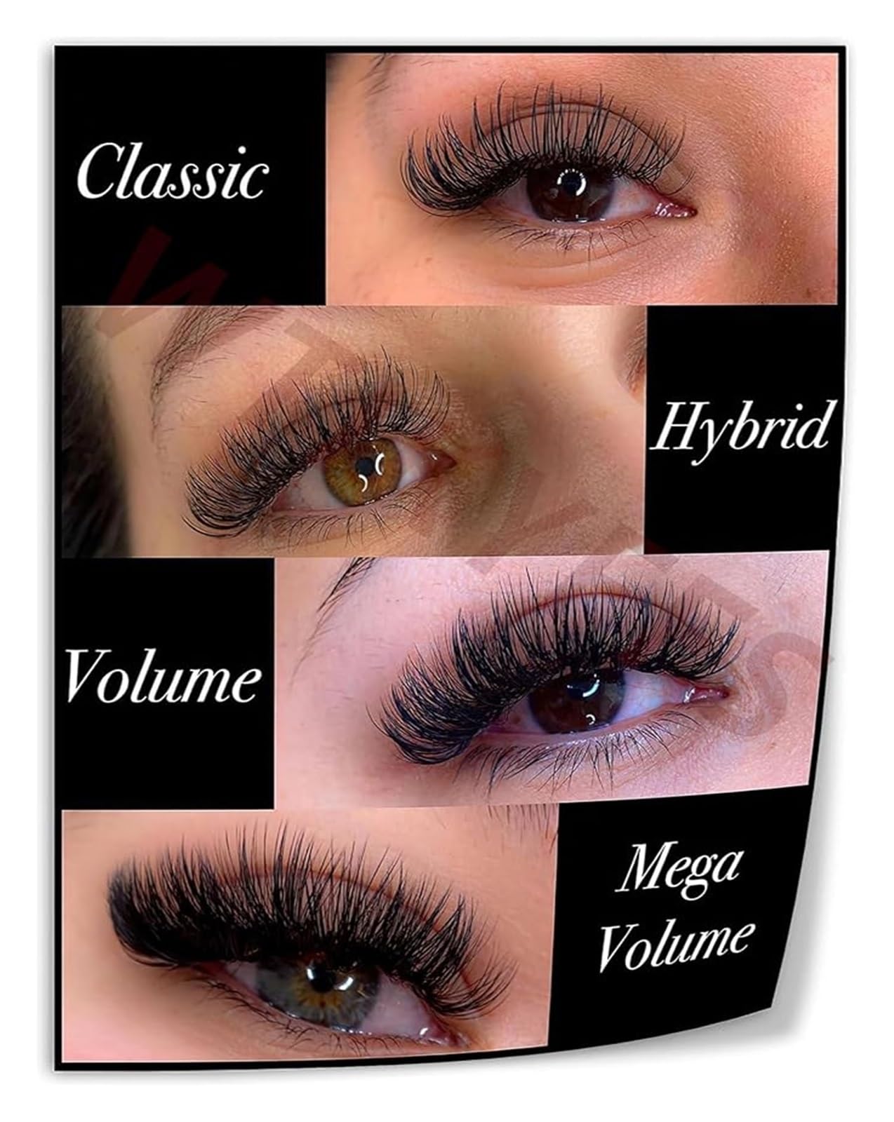 Lash Styles Chart Poster Eyelash Extension Catalog Beauty Salon Wall-Art Reference for Home Boudoir Decor(Framed,16x24inch(40x60cm))