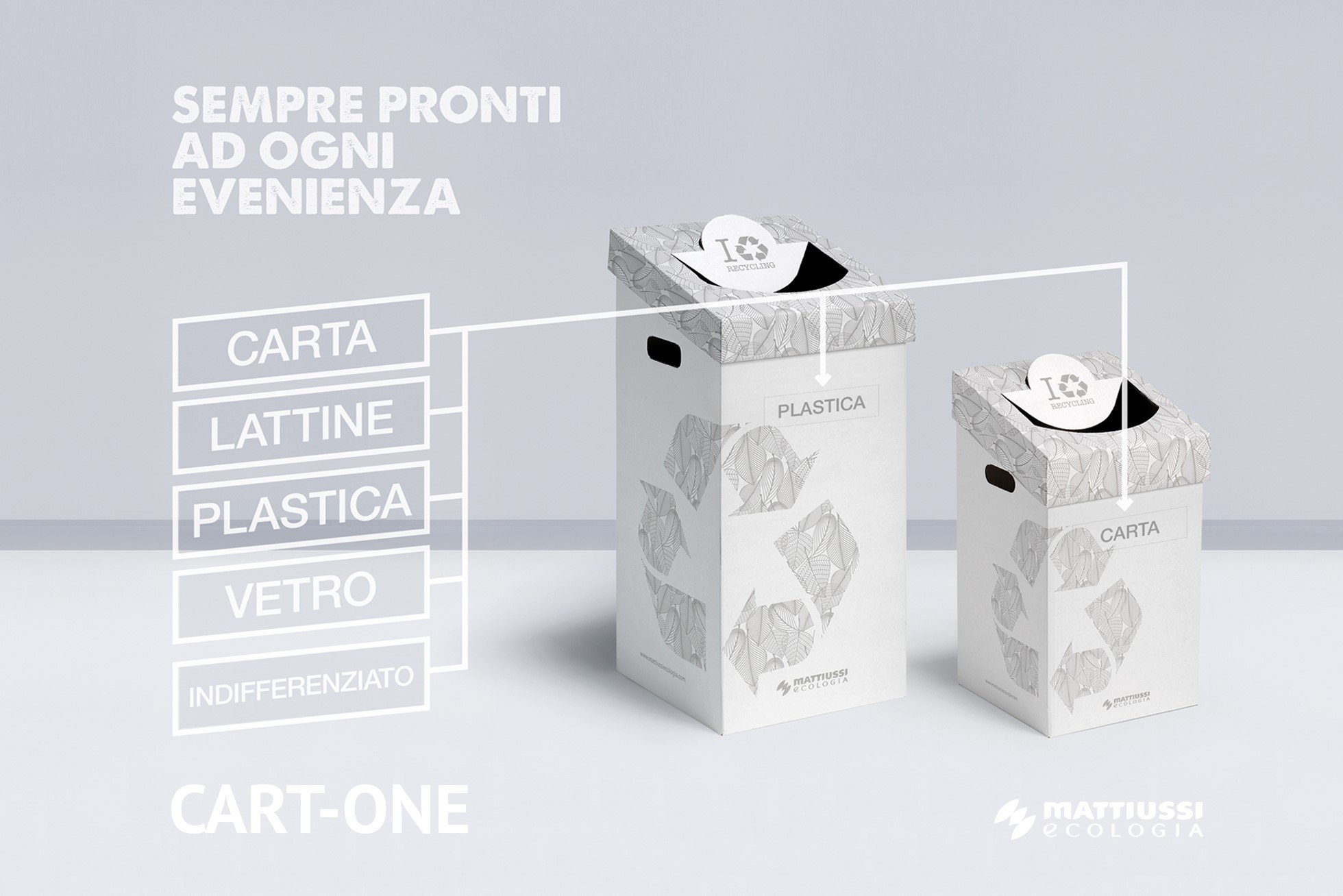 MATTIUSSI CART-ONE 35 litri: contenitore in cartone per la raccolta differenziata (10 pezzi, bianco)