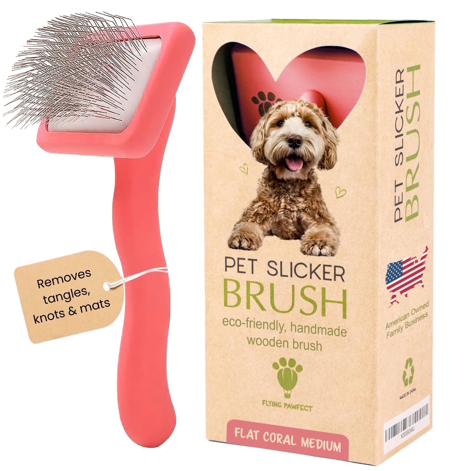 Pet Slicker Brush With Soft Massage Grooming Stainless Steel Pins - For Dematting, Shedding Fur, and Undercoat - Ideal Gift for Professional Pet
