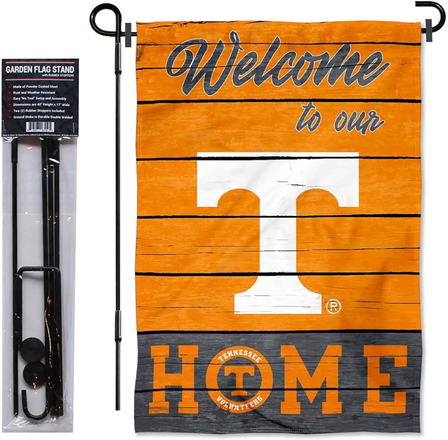 Tennessee Volunteers Welcome to our Home Garden Flag with Stand Holder - Image 2