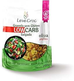 Granola Low Carb Salgada Oliva e Páprica 200g - Leve Croc - Sem Glúten