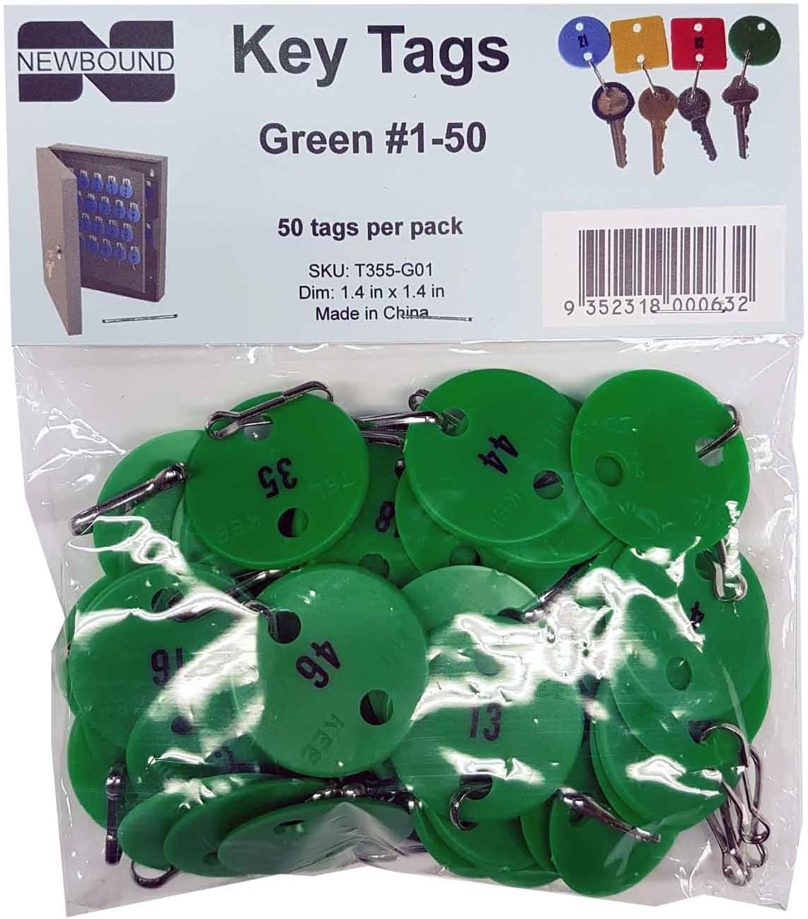 Numbered Key Tags #1-50 (Green)