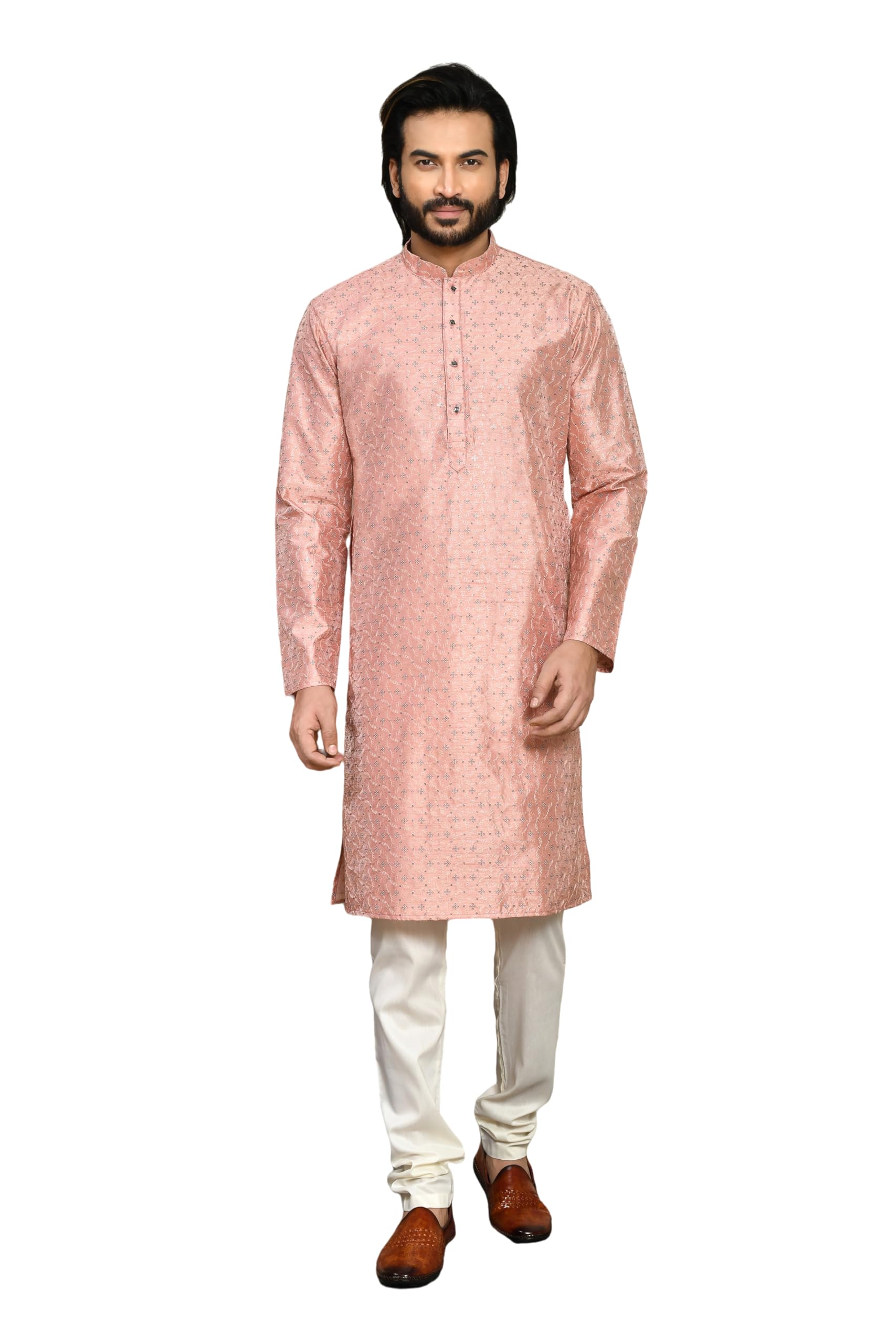 Art Silk Kurta Pajama for Men | Fancy Batton Stitch Style | Classic Ceremony Wear (VLSMKP623)-picture-42