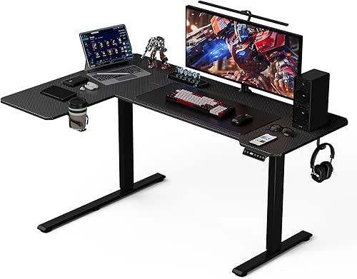 59 Inch L Shaped Standing Desk Adjustable Height,Gaming Electric Corner