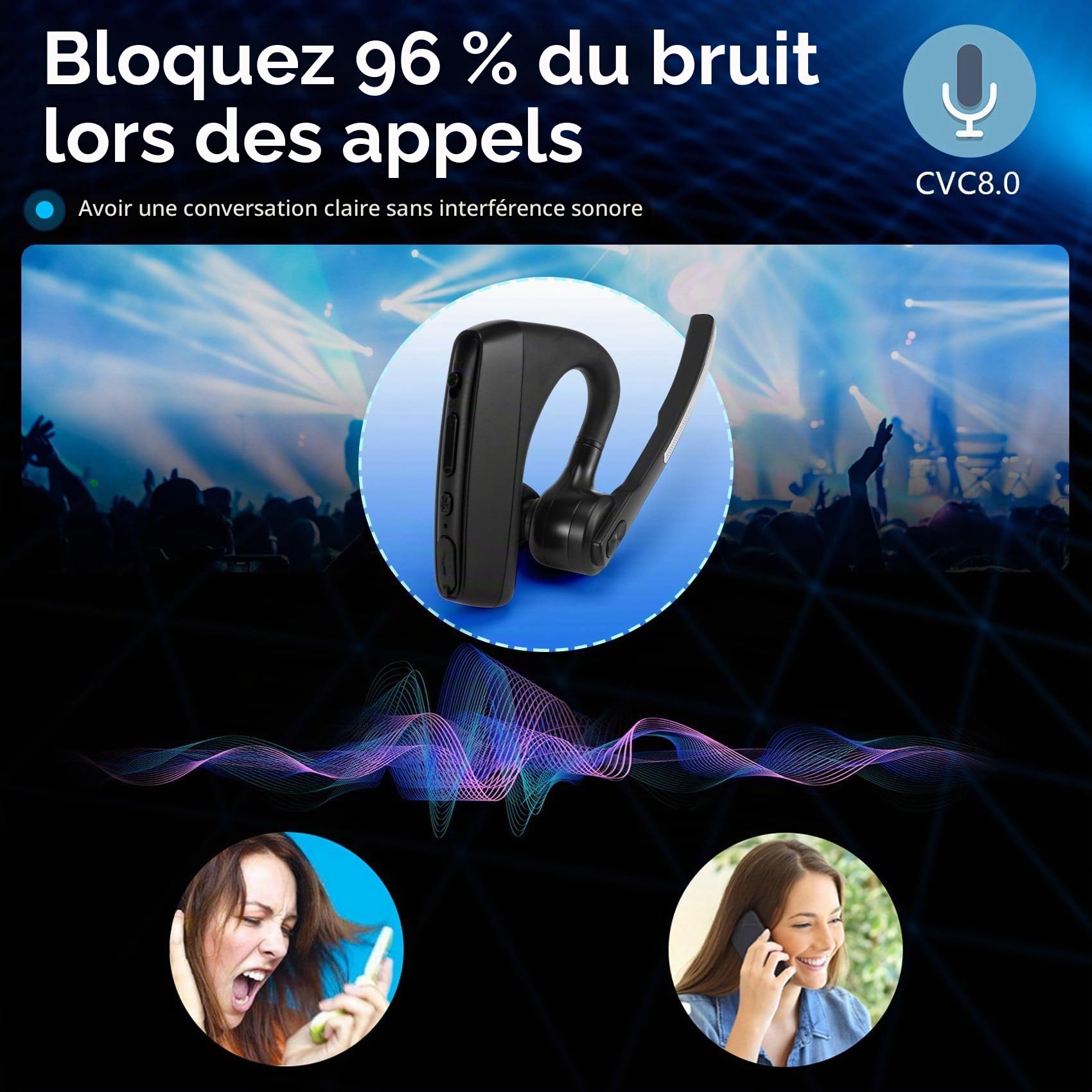 Écouteur Bluetooth Talkie-Walkie avec Adaptateur de Prise K Télécommande PTT sans Fil pour Hôtel-Restaurant