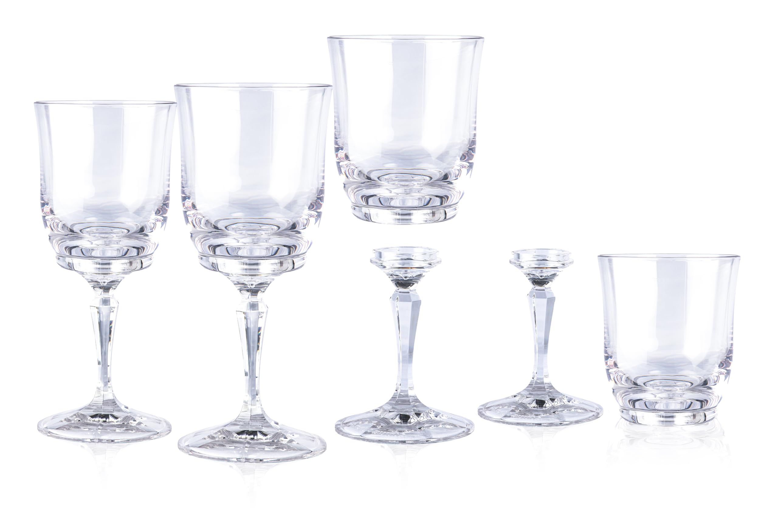 Copas de vino de corte transparente con tallo giratorio para vasos (juego de 4) sin BPA Ecozen