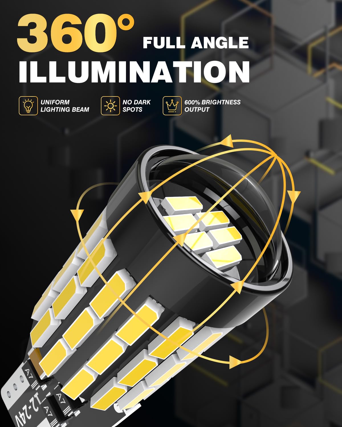 T15 W16W LED Bombilla 6500K Blanco Frío 51SMD 921 912 955 Bombilla Automotriz Canbus Sin Error 3000LM para Luces de Marcha Atrás para Automóviles 12V 24V, 2 Piezas