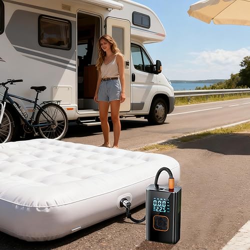 Miniatura 6 de Rechargeable Wireless Tire Inflator for Cars, with Smart Touch Control, 13.1x7.9x5cm, Cordless Air Compressor, Digital Car Pump, Automatic Shut-Off,