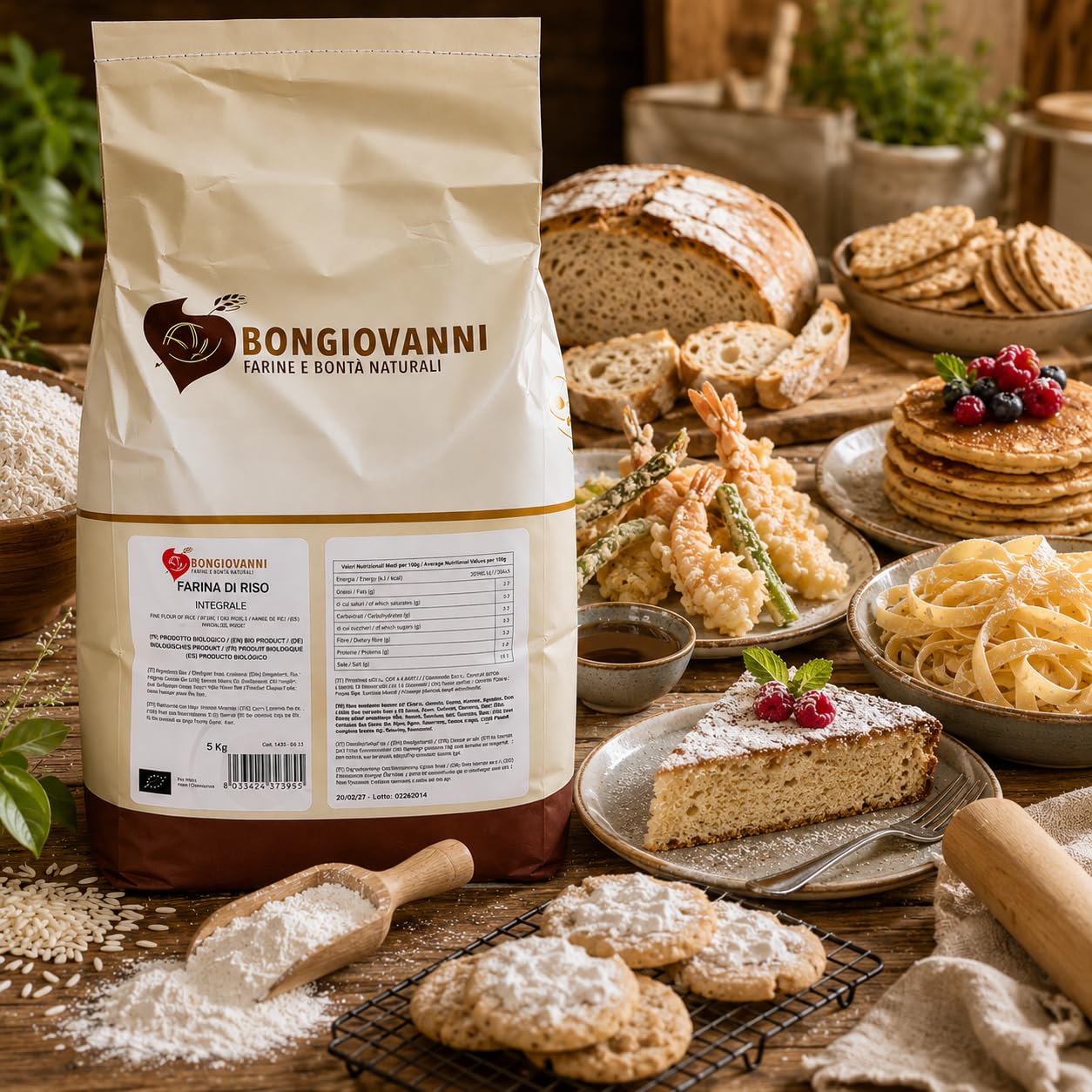 BONGIOVANNI FARINE E BONTA' NATURALI Farina di Riso integrale BIO- 5 Kg