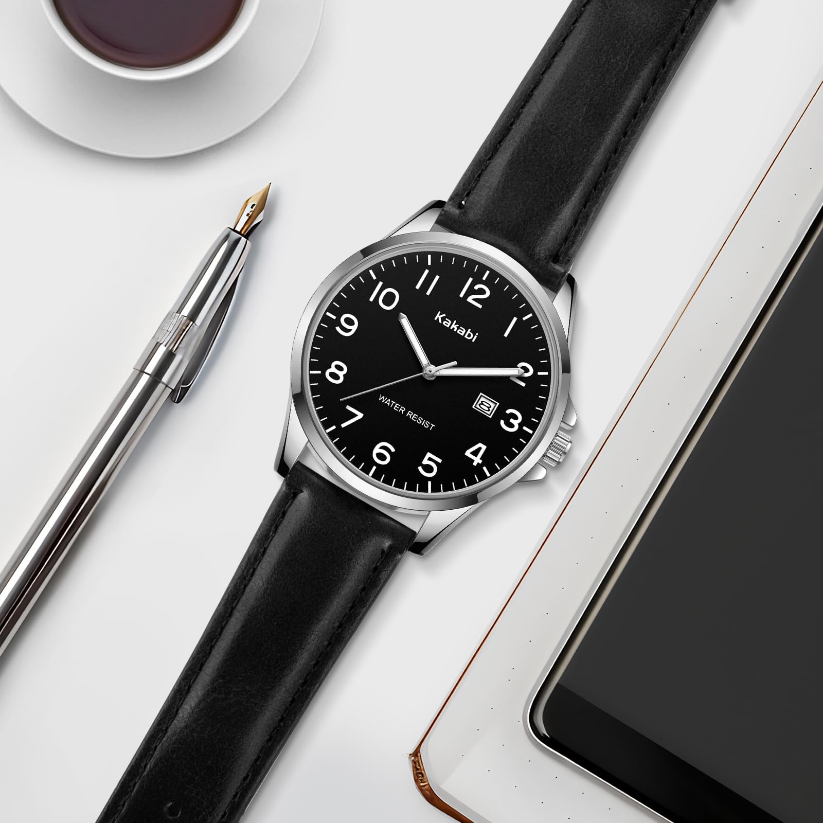 Timever Herren Armbanduhr Quarzuhr Analog mit Lederarmband,3 Zeiger,Datum,3 ATM Wasserdicht,Großen Ziffern,Geschenk für Männer