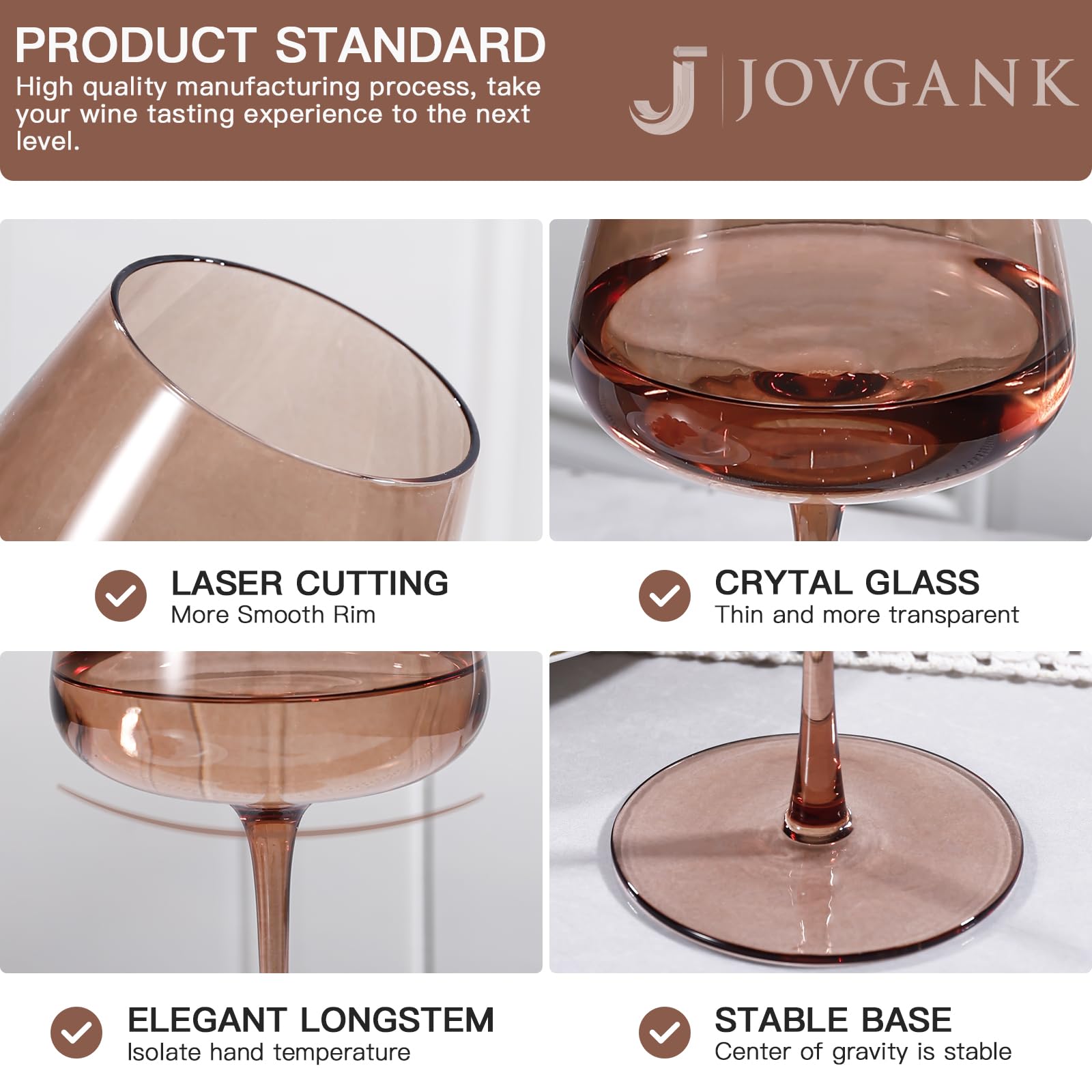 Aazon.co | Brown Wine Glasses Set Of 6-18oz Hand Blown Venus Wine Glasses - Unique Gift For - View #12