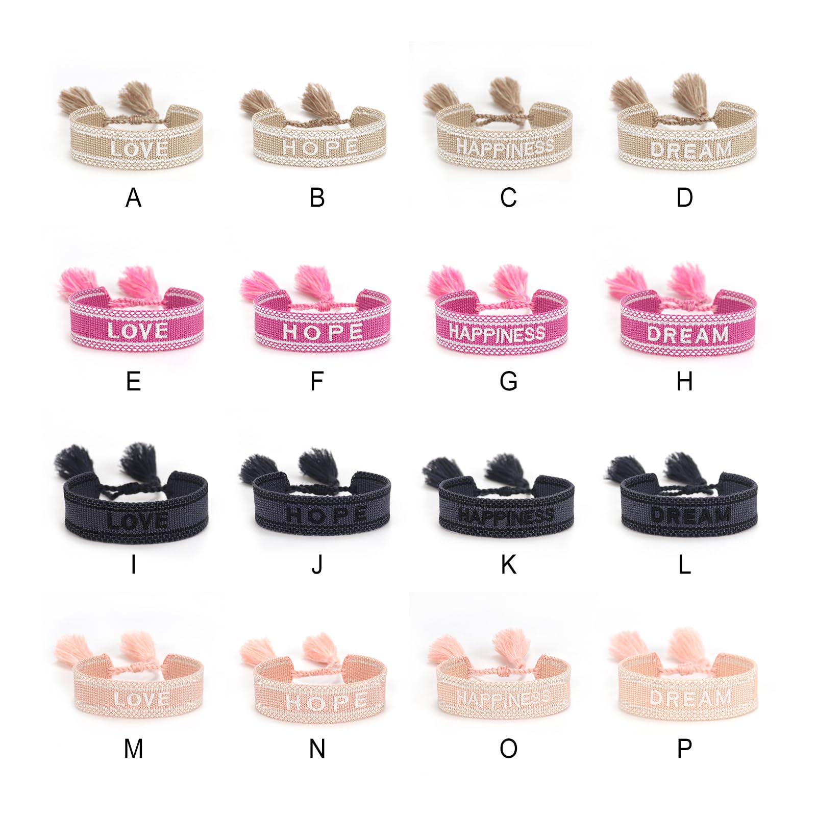 Bracciali in corda regolabile con nappe intrecciate per dichiarazione di moda chic blocco manuale bordo poliestere braccialetto intrecciato a mano kaki amore