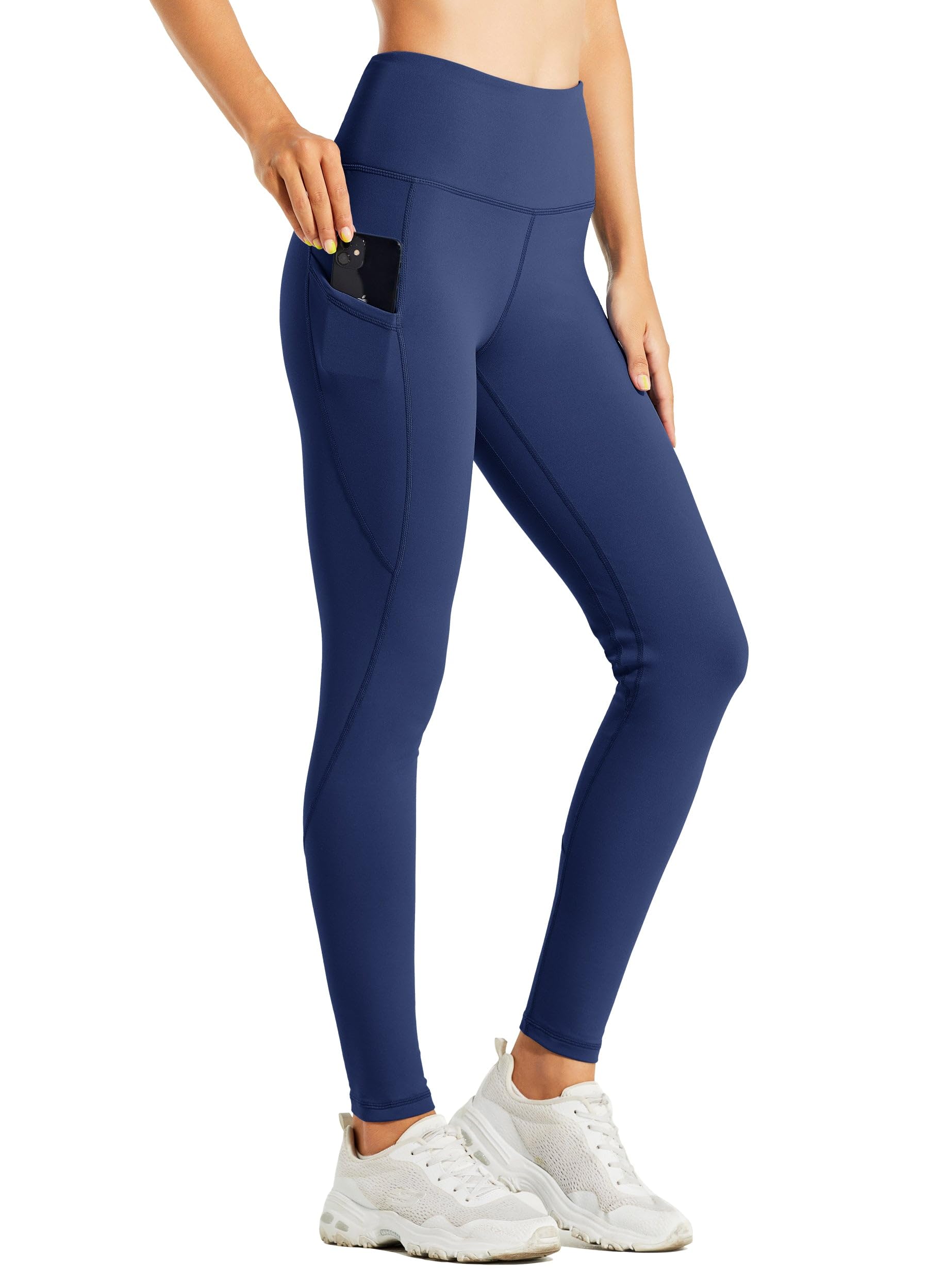 Willit - Leggings da donna foderati in pile, resistenti all'acqua, termici, invernali, trekking, yoga, corsa, vita alta