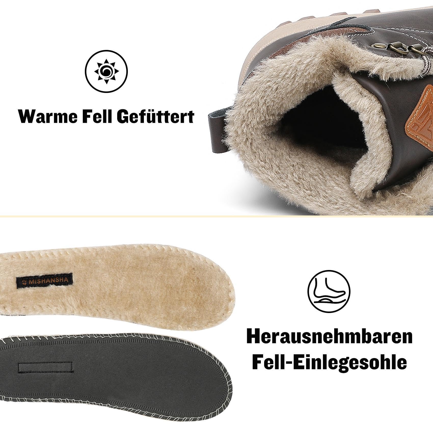 Mishansha Uomo Scarpe Invernali Donna Stivali da Neve Calda Impermeabili Outdoor Sneakers da Trekking Taglia 36-48 EU