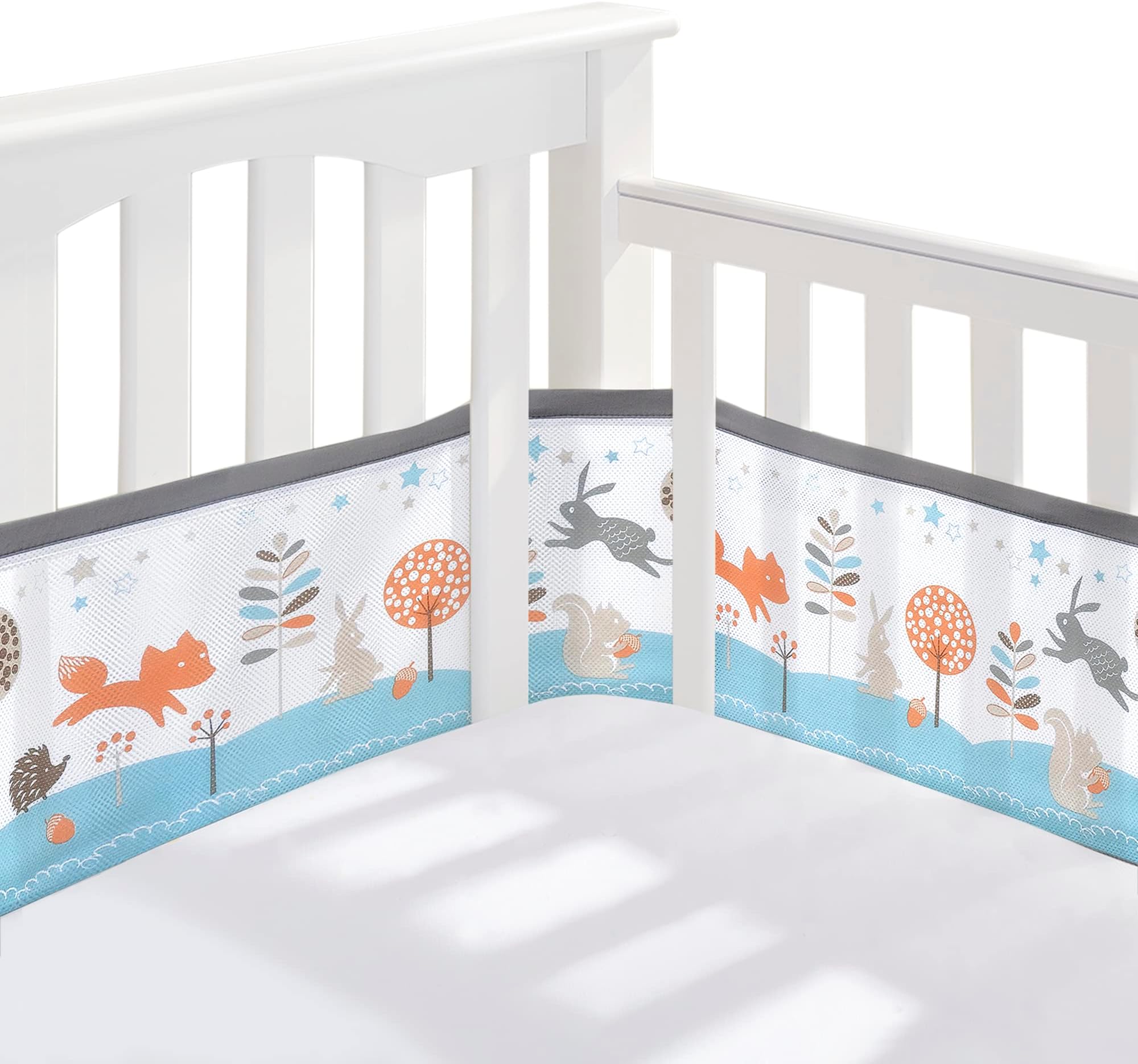 BreathableBabyBreathable Mesh Liner For Cot Beds — Covers 4 Sides — Classic — 3 mm — Enchanted Forest — Long + Short Panels — Non-Padded Single Layer — Safer Than a Crib Bumper — UK/EU Safety Tested