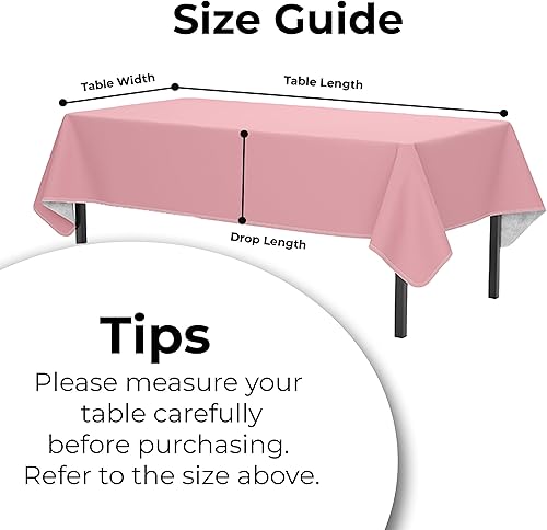 Miniatura 5 de Exquisite Manteles de vinilo rosa de 54 x 70 pulgadas, paquete de 3 manteles rectangulares con reverso de franela, plástico, reutilizable e