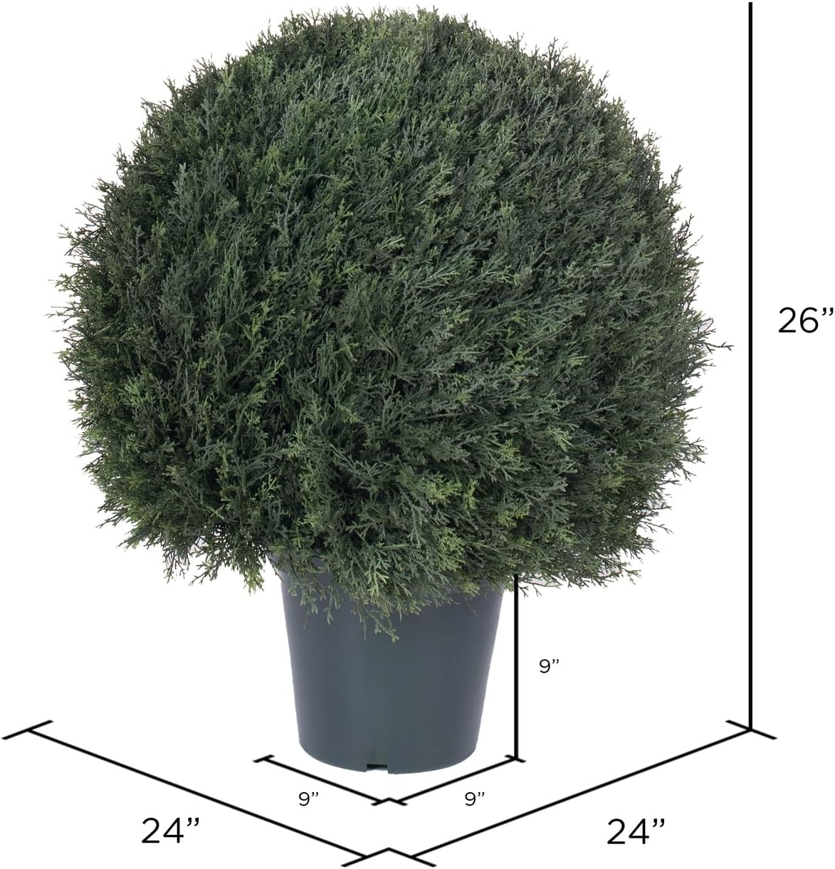 Vickerman Everyday 24" Artificial UV Resistant Pond Cypress Topiary Ball - Two Tone Green Pot - Home Or Office Accent - Maintenance Free