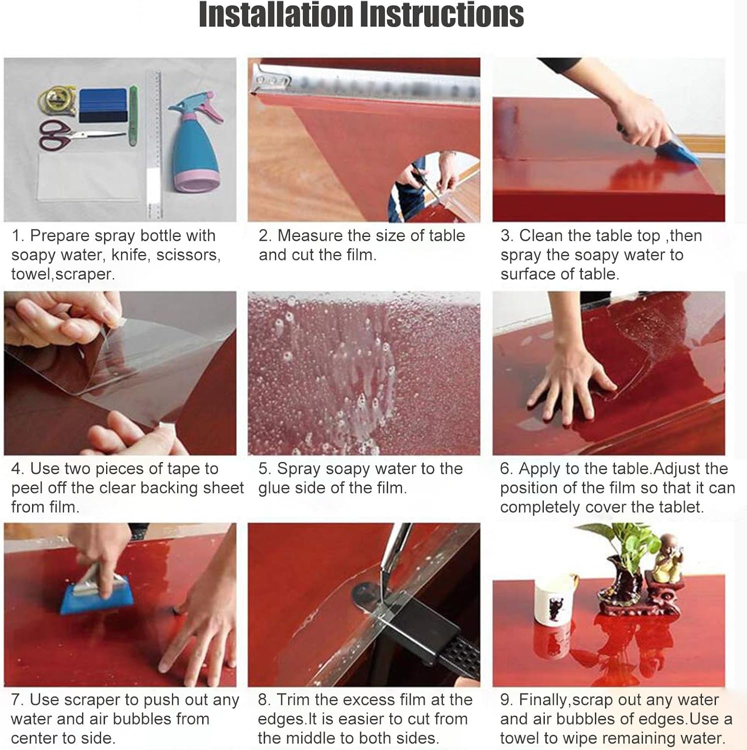High Gloss Quartz/Granite/Marble Table Protective Film Roll, Adhesive Removable Contact Paper Clear, Anti-Oil Countertop Protector for Kitchen Counter(53x110in/135x279cm)