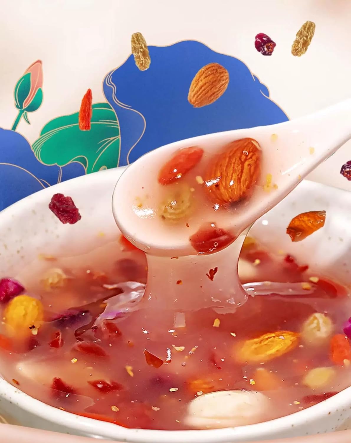 Daily Lotus Root Flour, Nuts X Dried FruitsLotus Root Soup Healthy Breakfast Substitute, 420g/14.82oz/Pack,14 Small Packs坚果水果藕粉