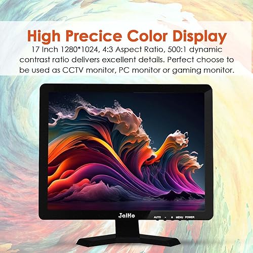 Miniatura 2 de JaiHo Monitor LCD TFT de pantalla ancha de 17 pulgadas, resolución de 1280 x 1024, pantalla a color Full HD de 1080P 43, con entrada de auriculares