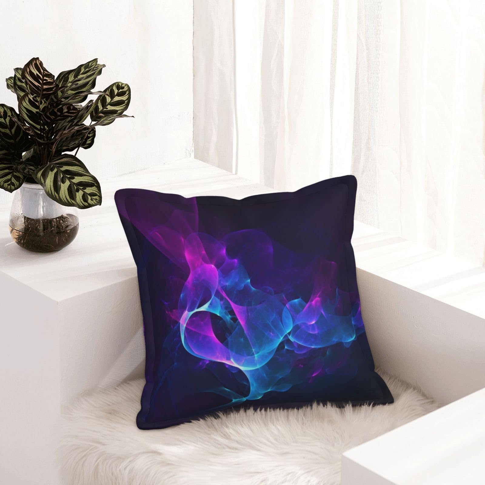 Housses de coussin similicuir bleu et violet pour salon rustique