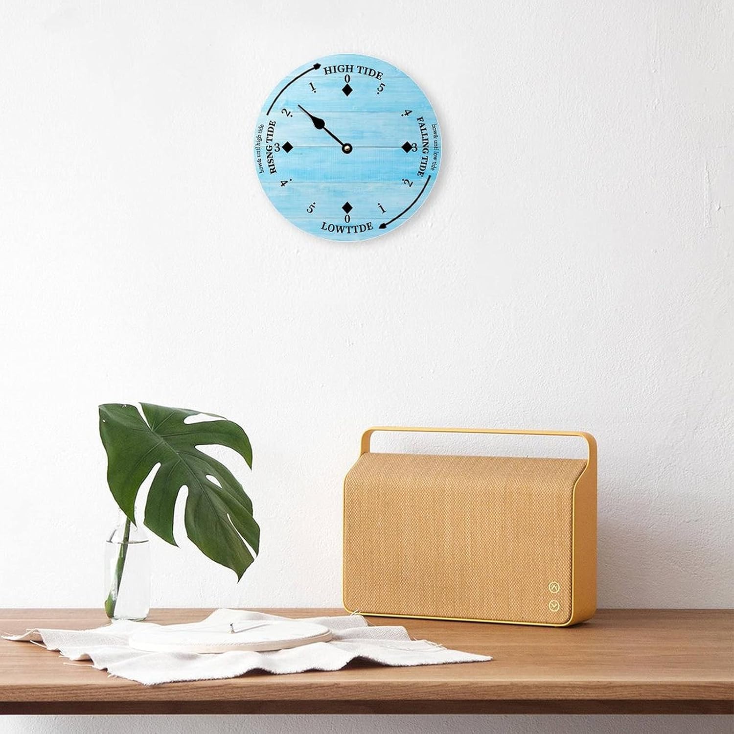 Wooden Tide Clock Blue Wood East Coast Ocean Time Clock Wooden Tidal Clock High and Low Tide Wall Hanging Art Tide Movement Clock for Beach House Cottage Novelty Gift for Dad