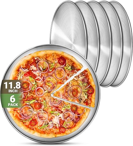 Miniatura 32 de Platos de metal para campamento, paquete de 4 platos de acero inoxidable 304 (18/8) de 9.1 pulgadas, platos reutilizables para pizza, aperitivos