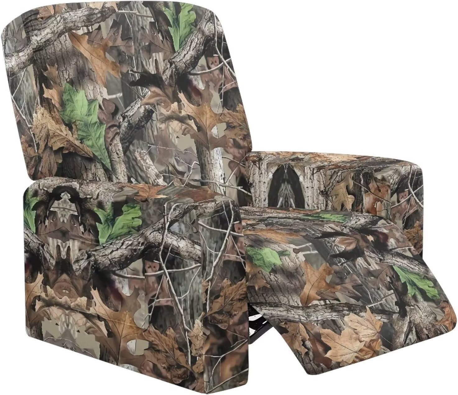 ZOUTAIRONG Washable Recliner Chair Covers Lazy-Boy Recliner Slipcover Washable Recliner Chair Covers Camo Branches Print Furniture Protector, Easy to Clean