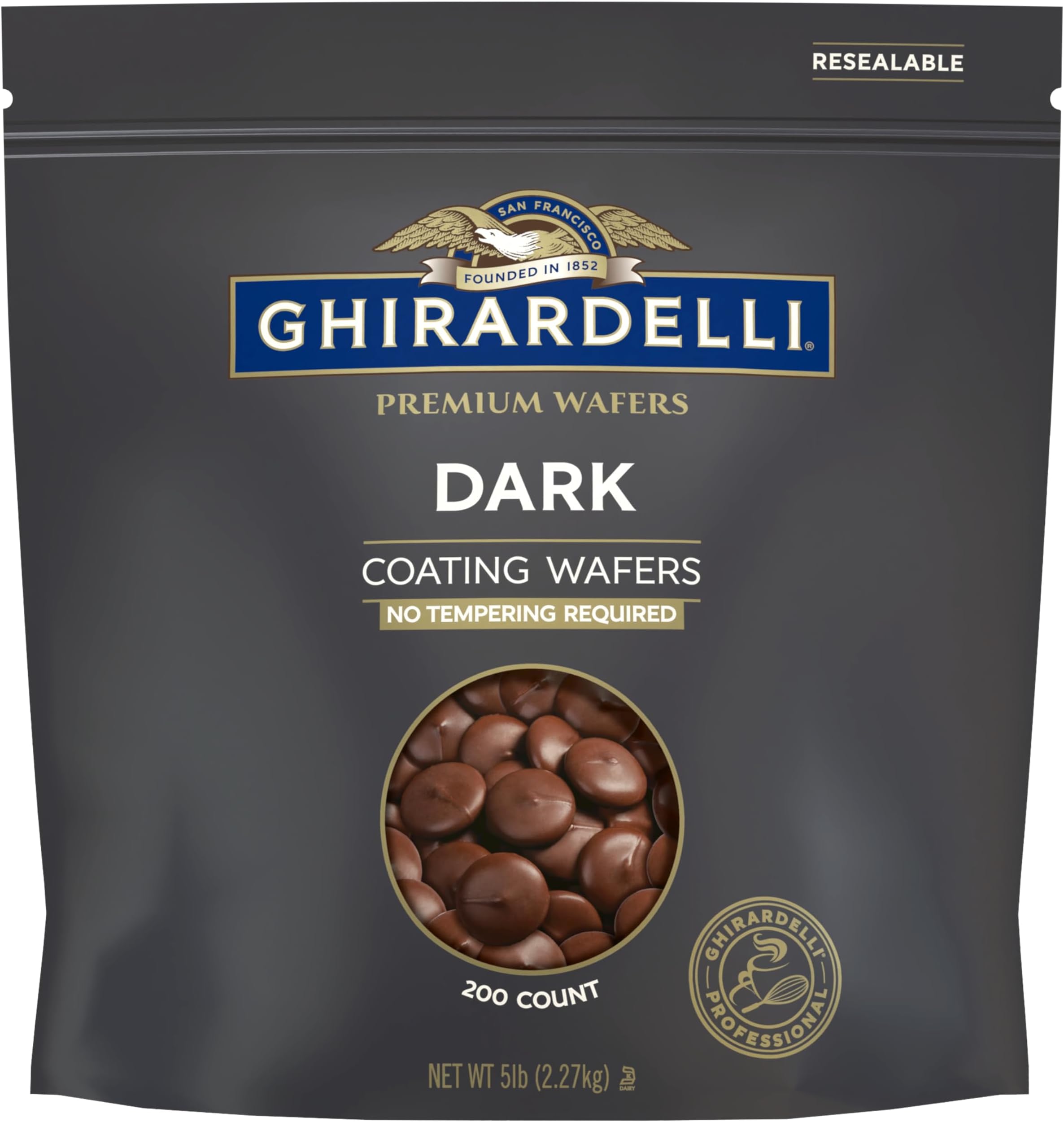 Ghirardelli Premium Dark Coating Wafers, 5lb Bag
