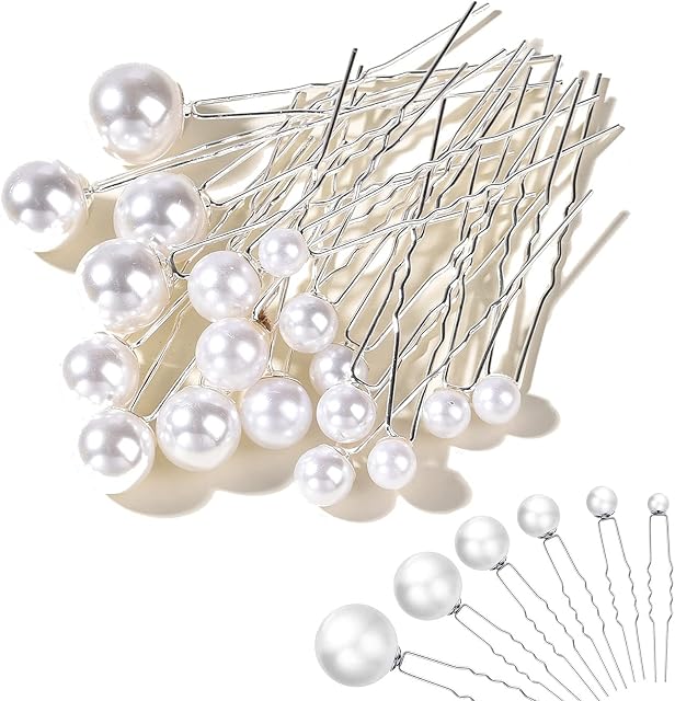 Wedding Pearl Hair Pins Set, U Shaped Flower Pins Hair Clips for Brides, Bridesmaids, Girls Hair Style Prom Party, Jewelry Boho Vintage Hair Piece (18pcs silver)