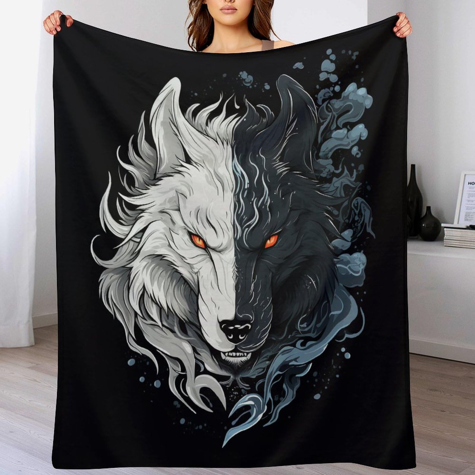 Jet polaire loup 150x200cm pour rester au chaud sans chauffage excessif
