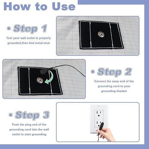 Miniatura 5 de EOHELGRO Sábanas de tierra para cama tamaño Queen, hoja de tierra conductiva para tierra, hoja de tierra con fibra plateada y algodón orgánico para