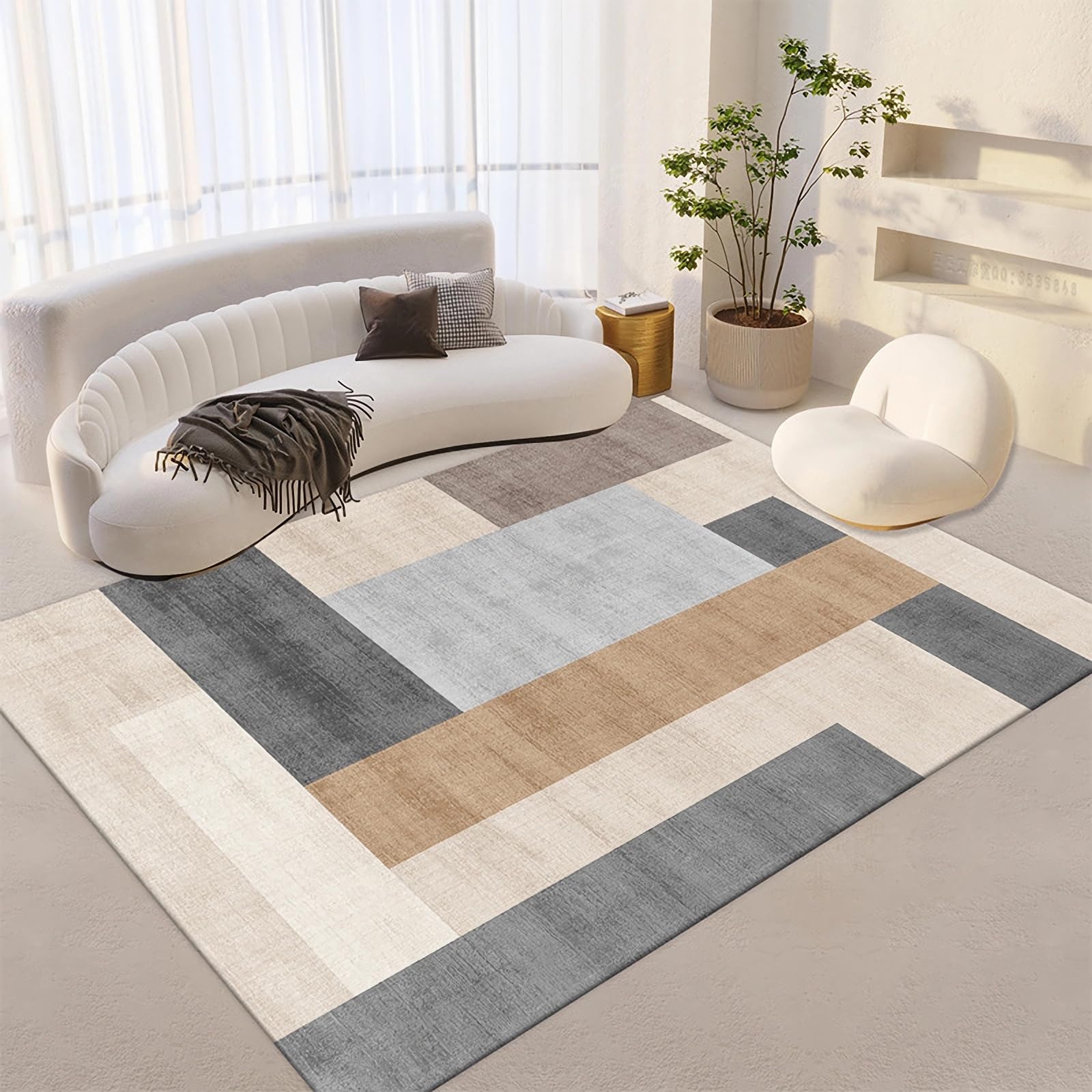 Dekoracja pokoju nastolatka dziewczyna, prosty projekt antypoślizgowy trwały dywan, brązowy czarny żółty, mata do zabawy dla dzieci, 160 x 230 cm