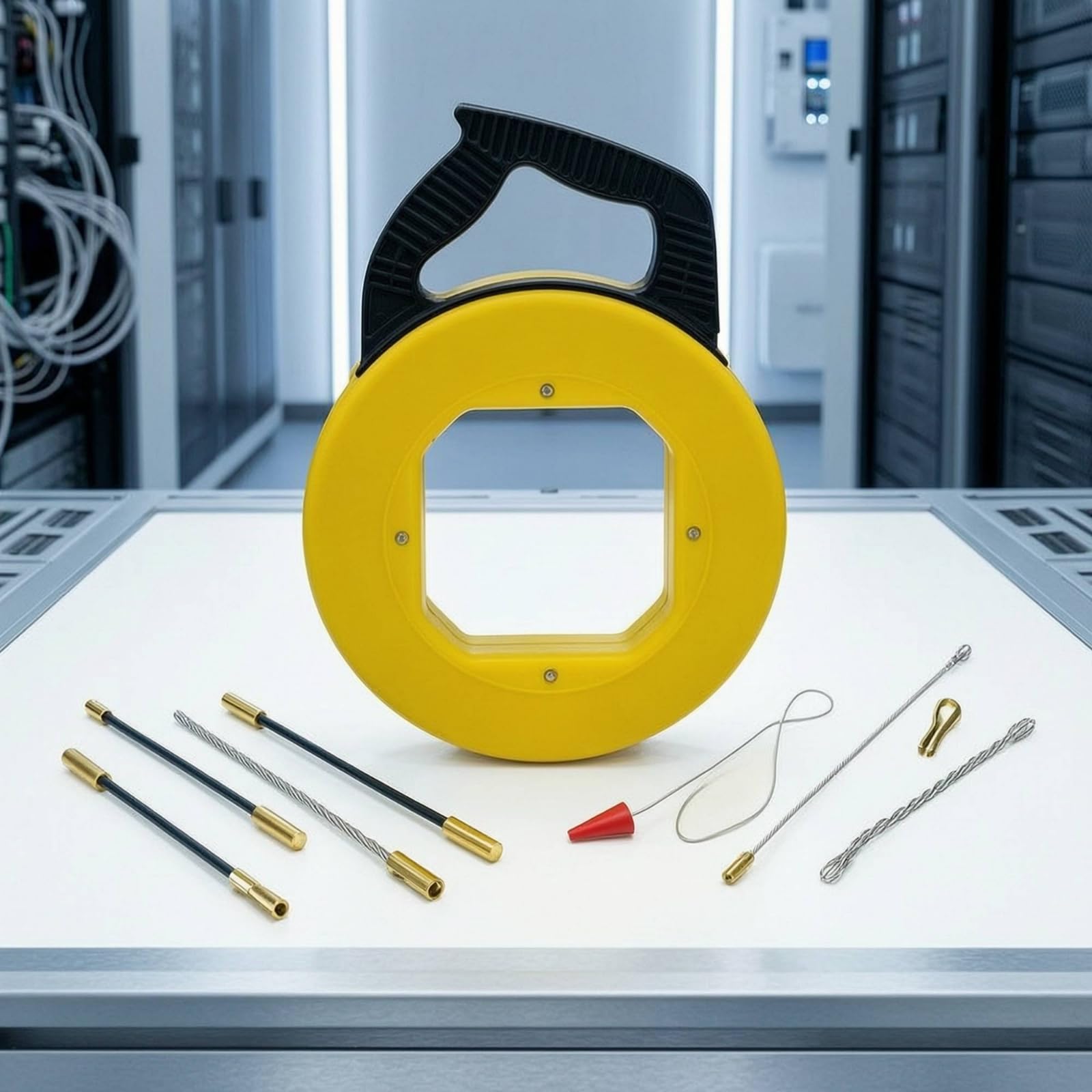 Pasacables de Fibra de Vidrio Guía de Guía de Cables Varilla para Conductos Hilo Pasacables con Cabezales Rectos y Lazos para Tramos Difíciles