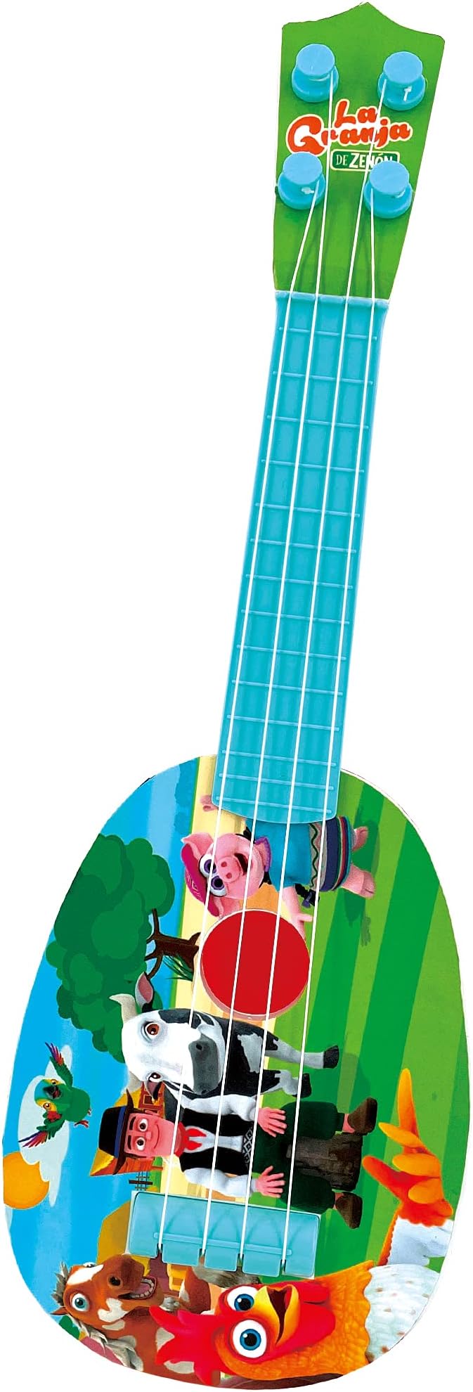 ToymakerLa Granja De Zenon Kids Ukulele 15IN Ukelele for Beginner Children Educational Cartoon Mini Guitar Bartolito Farm 4 Strings Musical Learning Toys Kids Toddlers Boys and Girls
